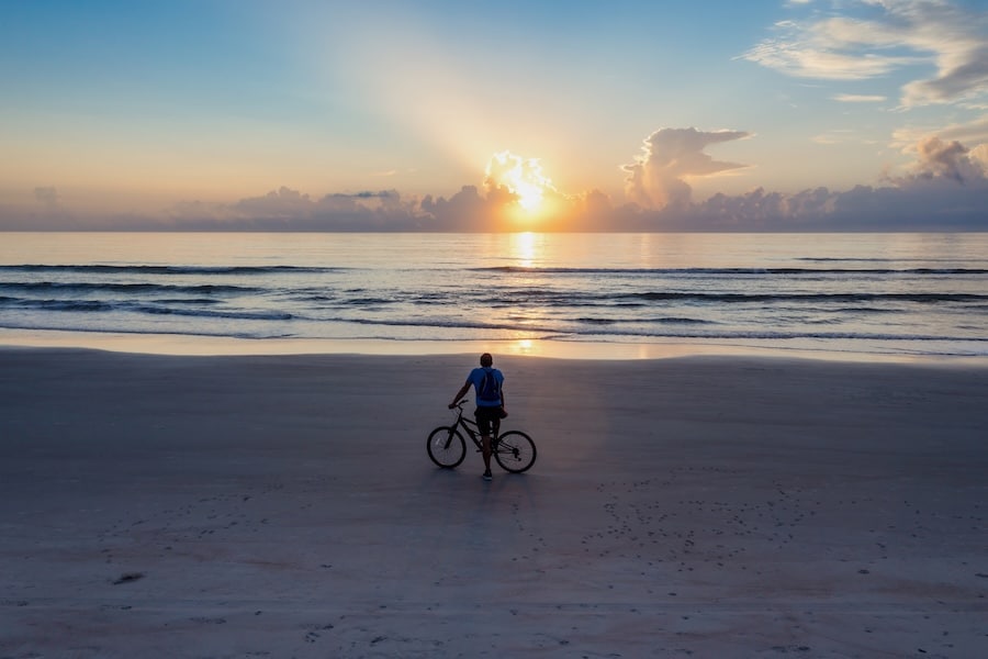 Biking at sunrise on Daytona Beach